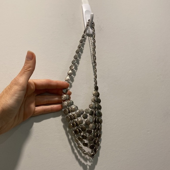 Silver Metal Statement Drop Necklace - Picture 7 of 10